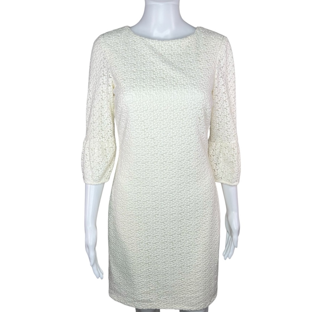 Badgley Mischka Ivory Floral Knit Bridal Dress 0